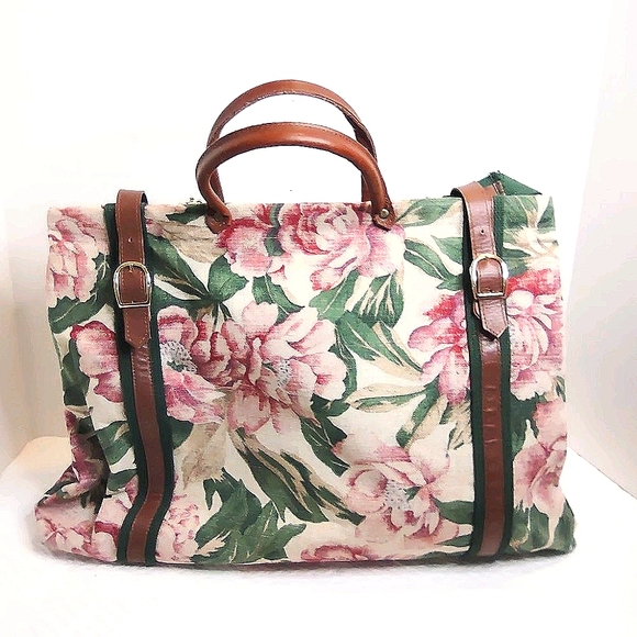 Caspari Handbags - Vintage Caspari Floral Travel Tote